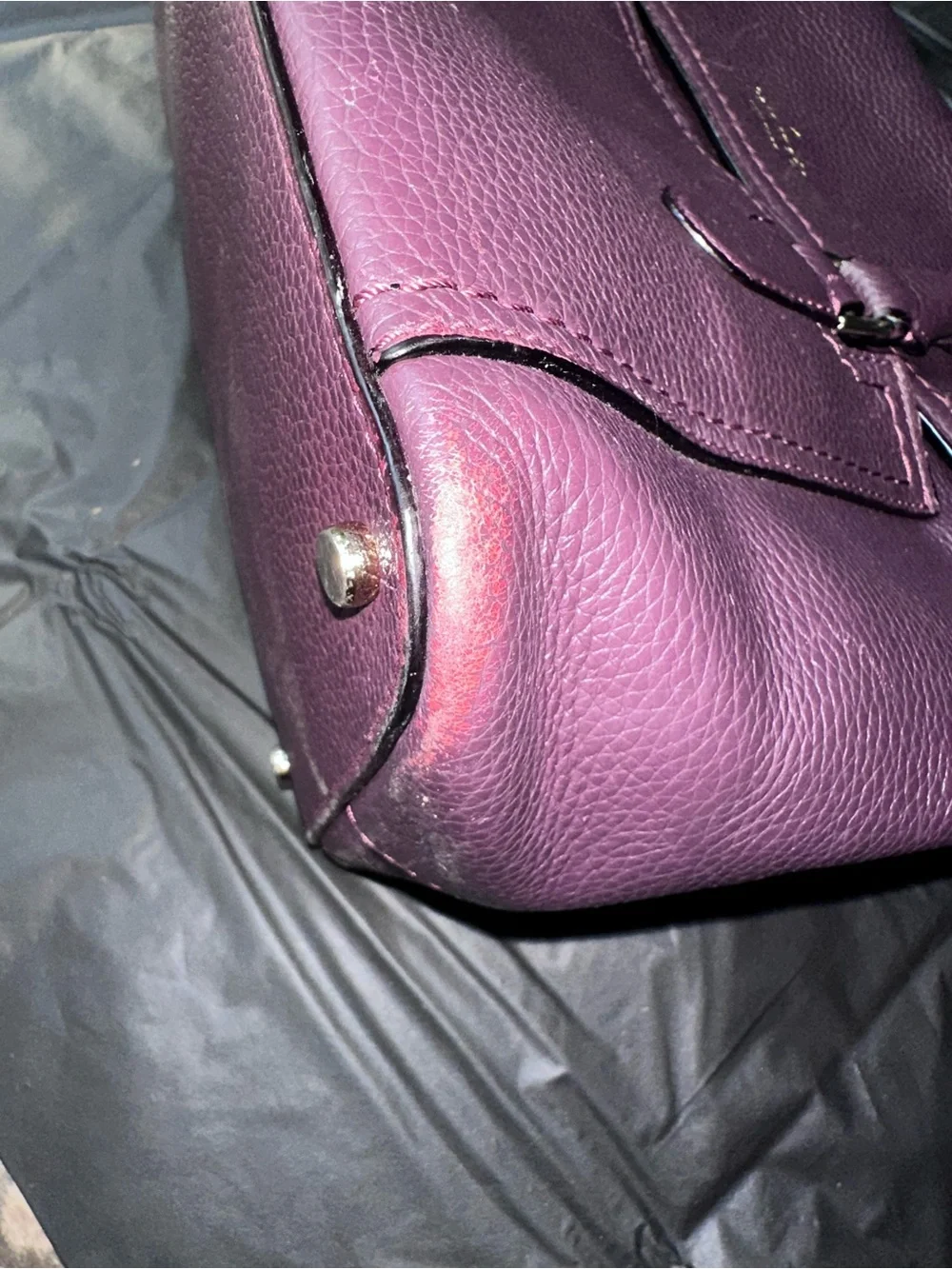 kate spade Plum Pebbled Leather Satchel with Tassel